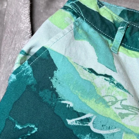 Forever 21 Womens Size Small Cargo Pants Teal Green Abstract Wide Leg Y2K - Picture 7 of 16